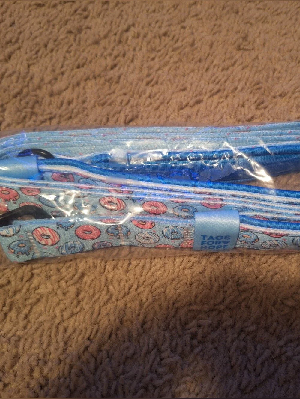 Brand New Sealed Tags for Hope Blue Donut Dog Collar and Leash Set